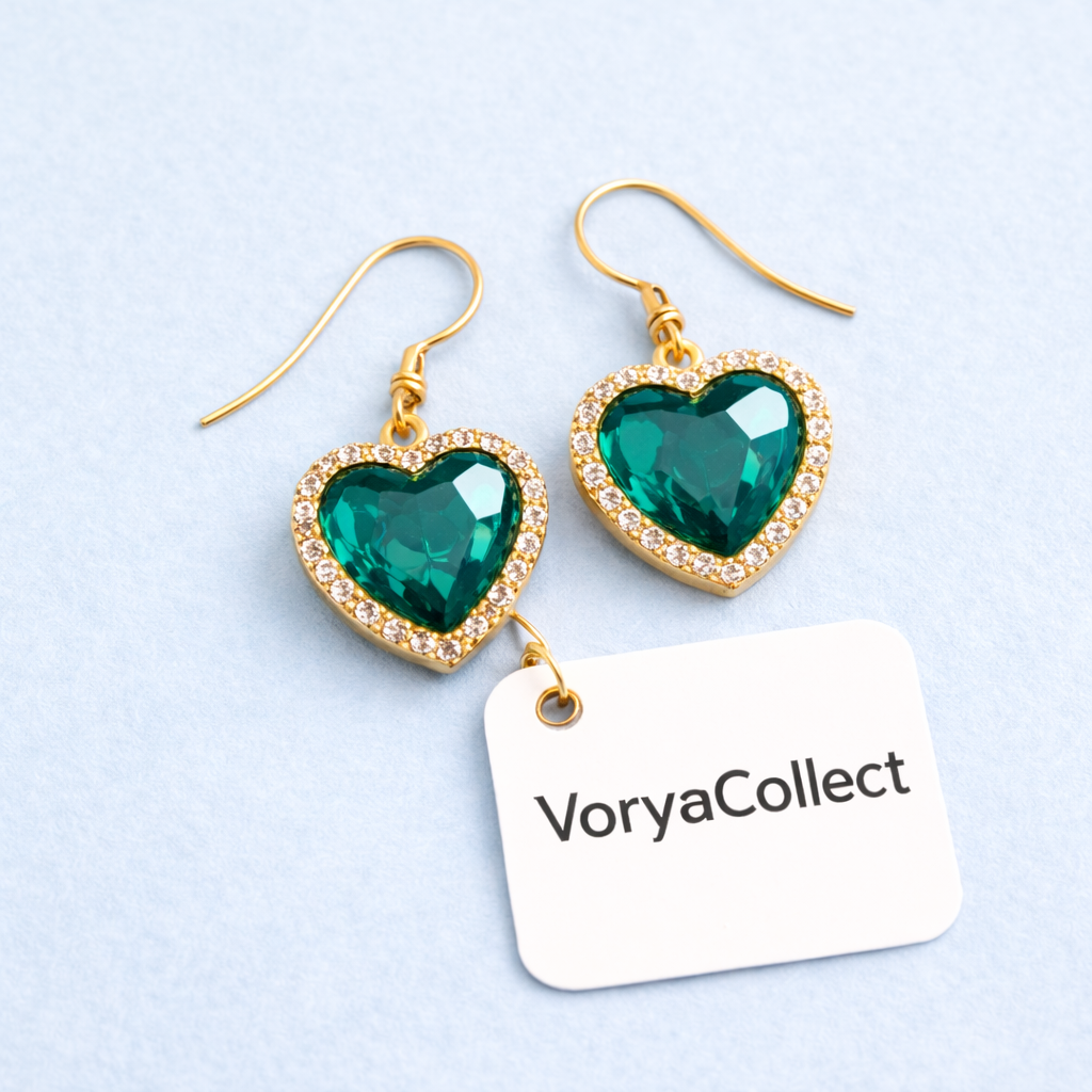 Pendientes Corazón Verde